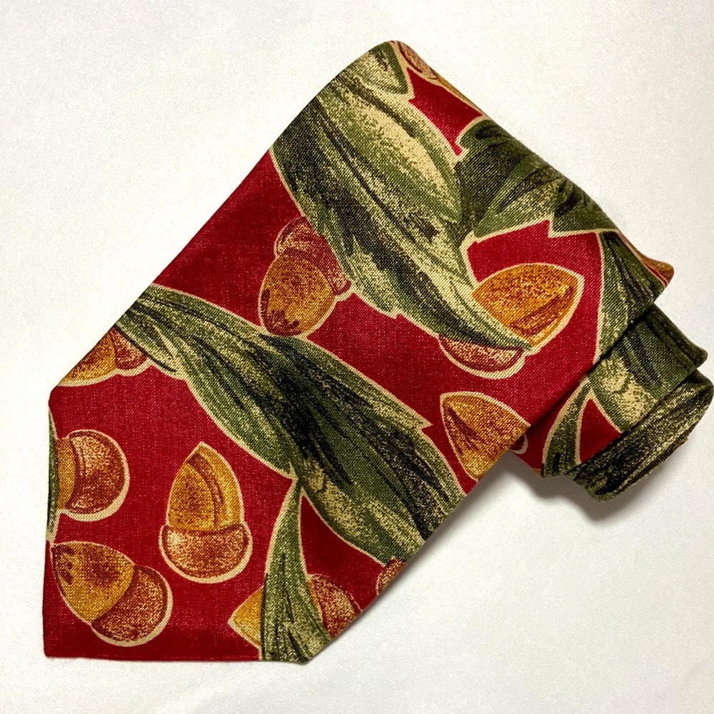 Talbott Studio Carmel Acorn Leaf Floral Fall Robert Talbott Neck Ties Vintage